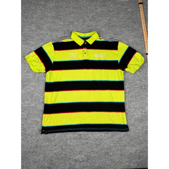 COOGI Vtg Embroidered Crest Shirt Mens XL Stripe Collared Polo Y2K Hip Hop - Picture 1 of 16